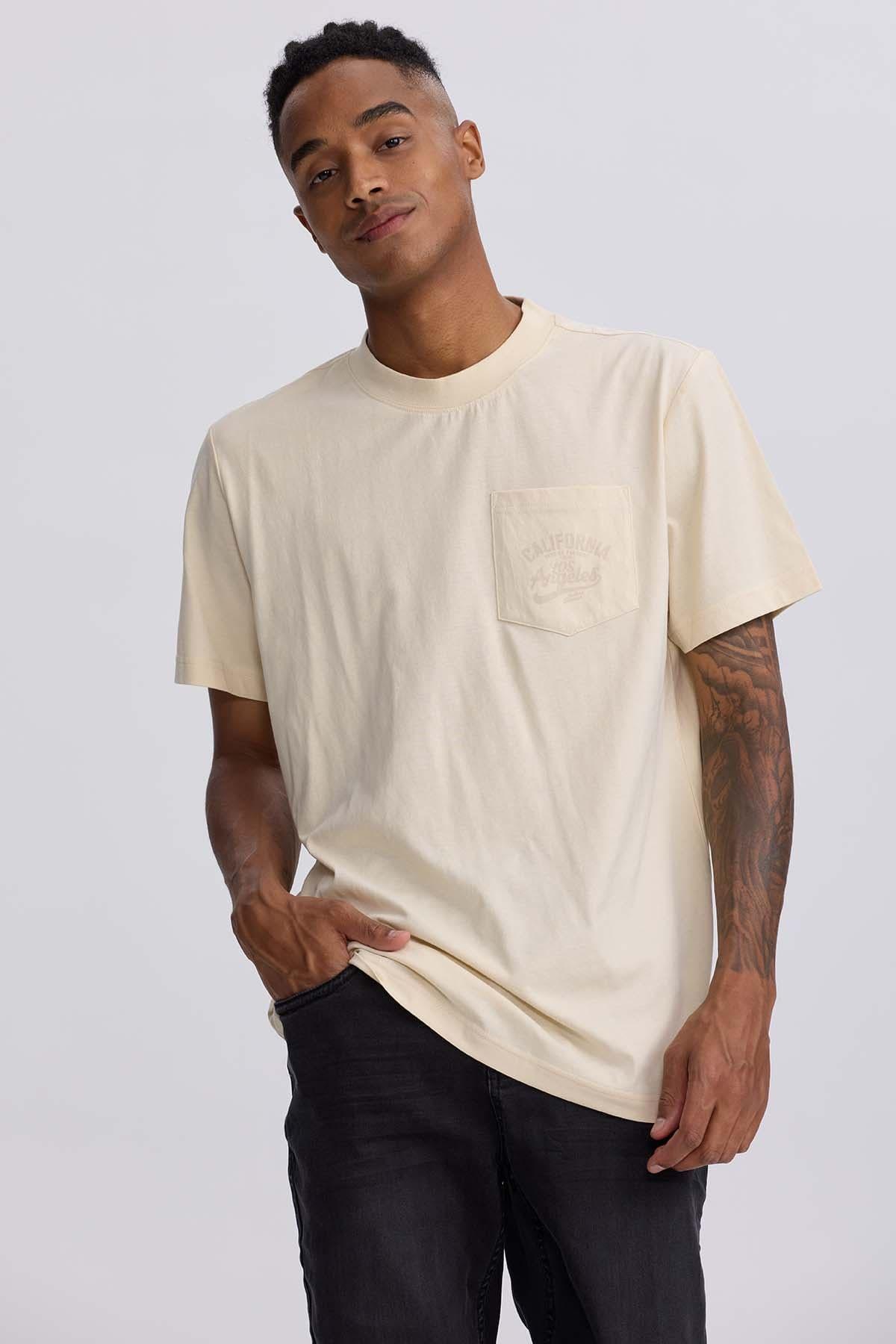 Polera Hombre Bolsillo Contraste Beige-1