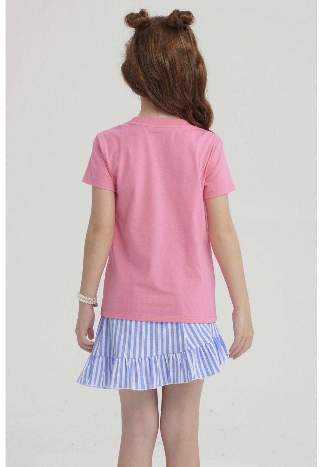 Polera Niña Básica Estampada Rosado - lV-2