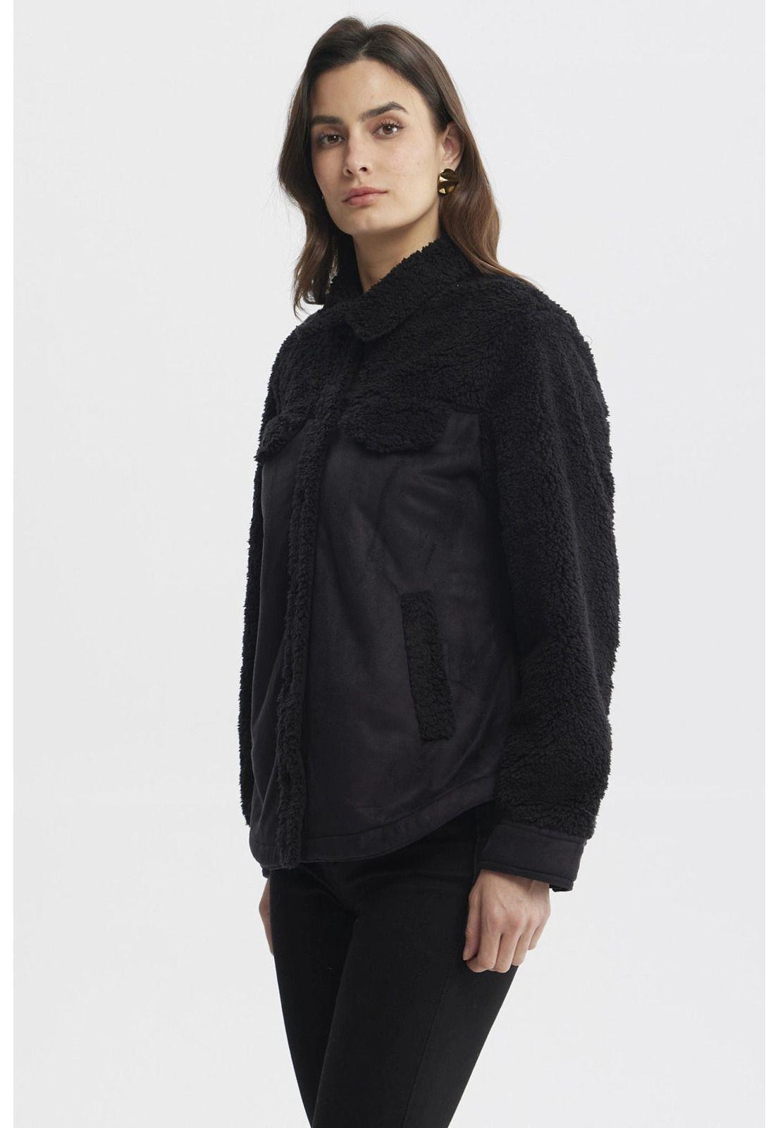 Polar Mujer Cuello Camisero Negro - lV-1