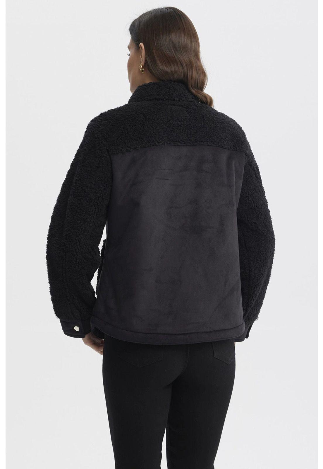 Polar Mujer Cuello Camisero Negro - lV-2