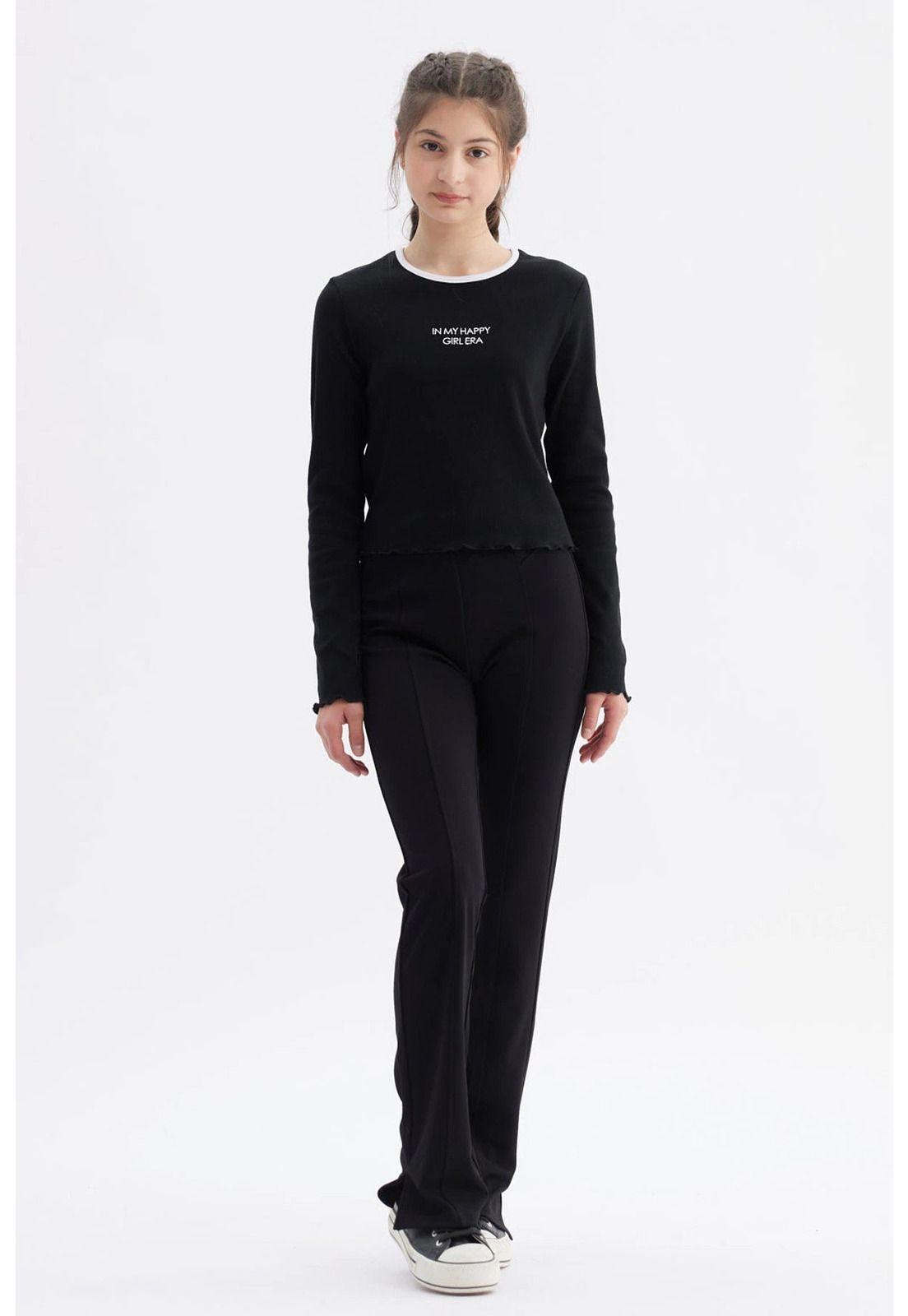 Polera Niña Rib Cuello Negro-3