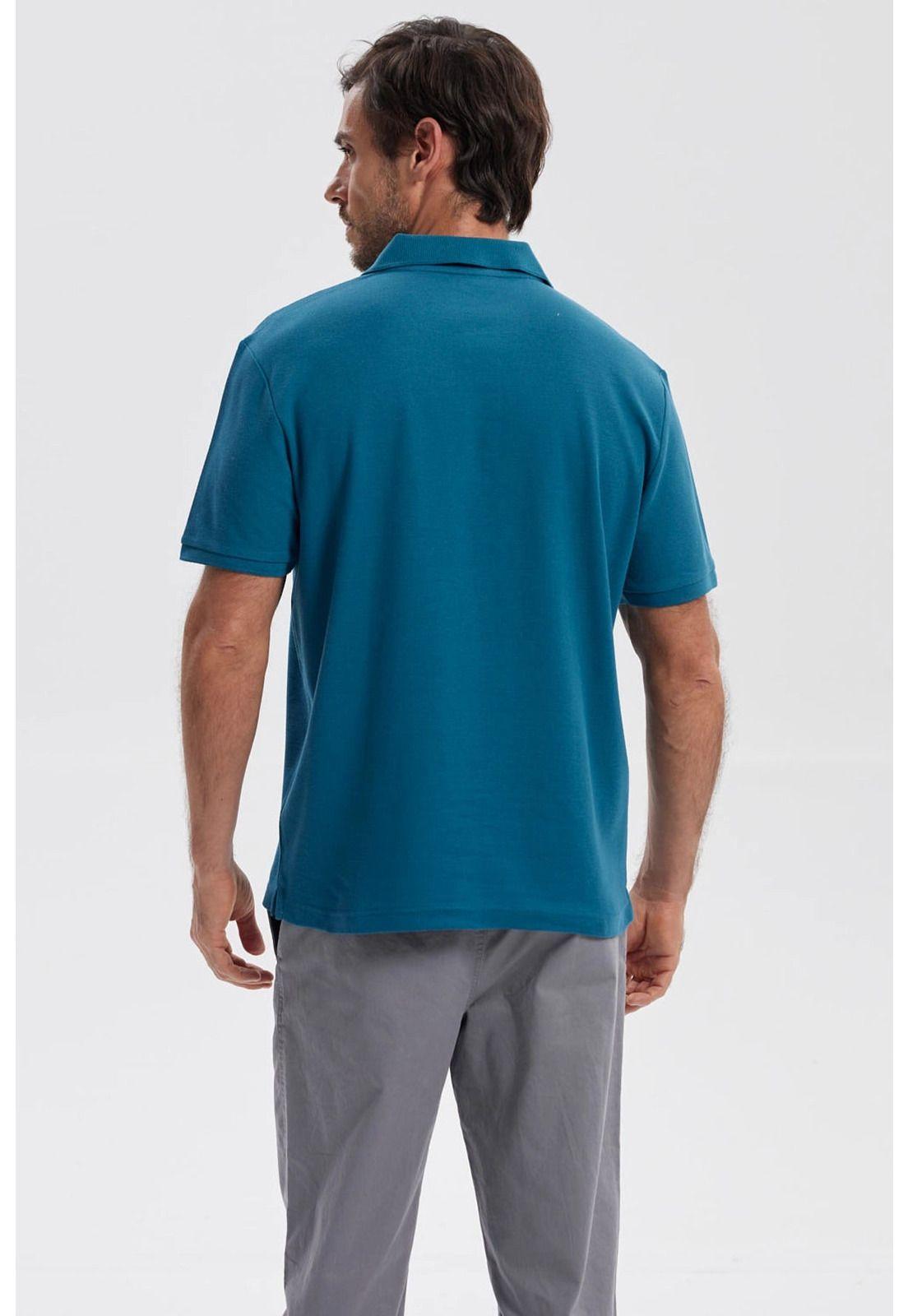 Polera Hombre Piqué Básica Lisa Petróleo - ll-2