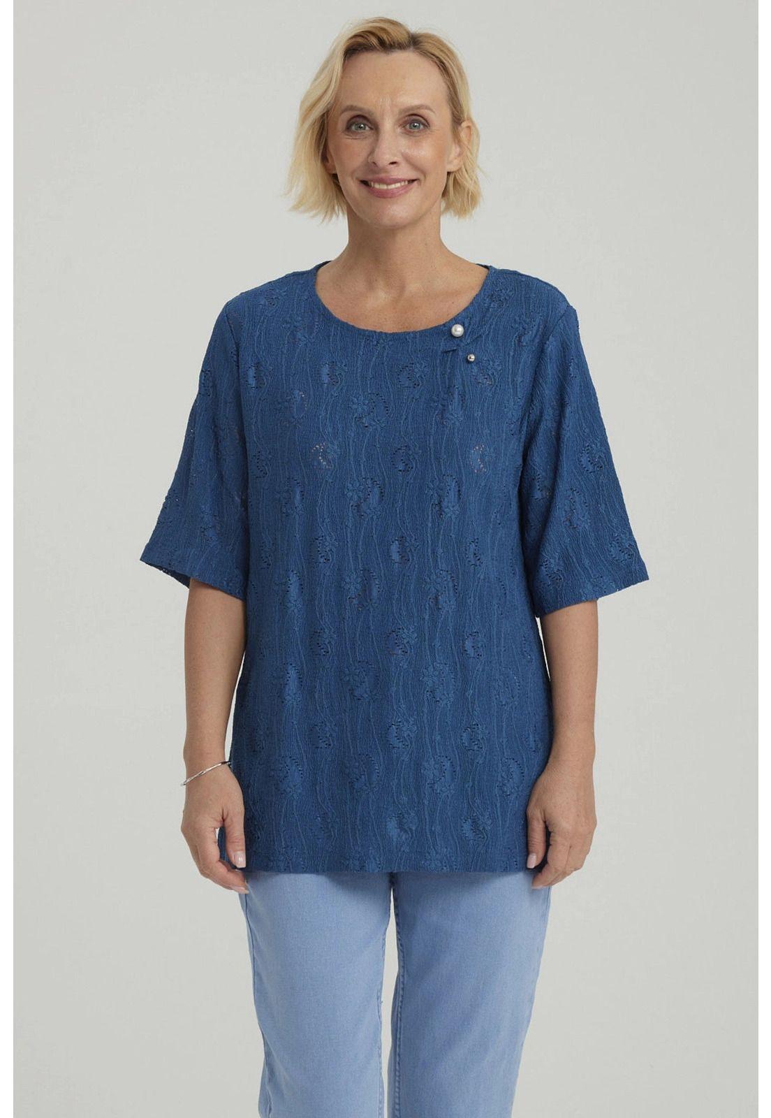 Polera Mujer Texturizada Azul - ll-0