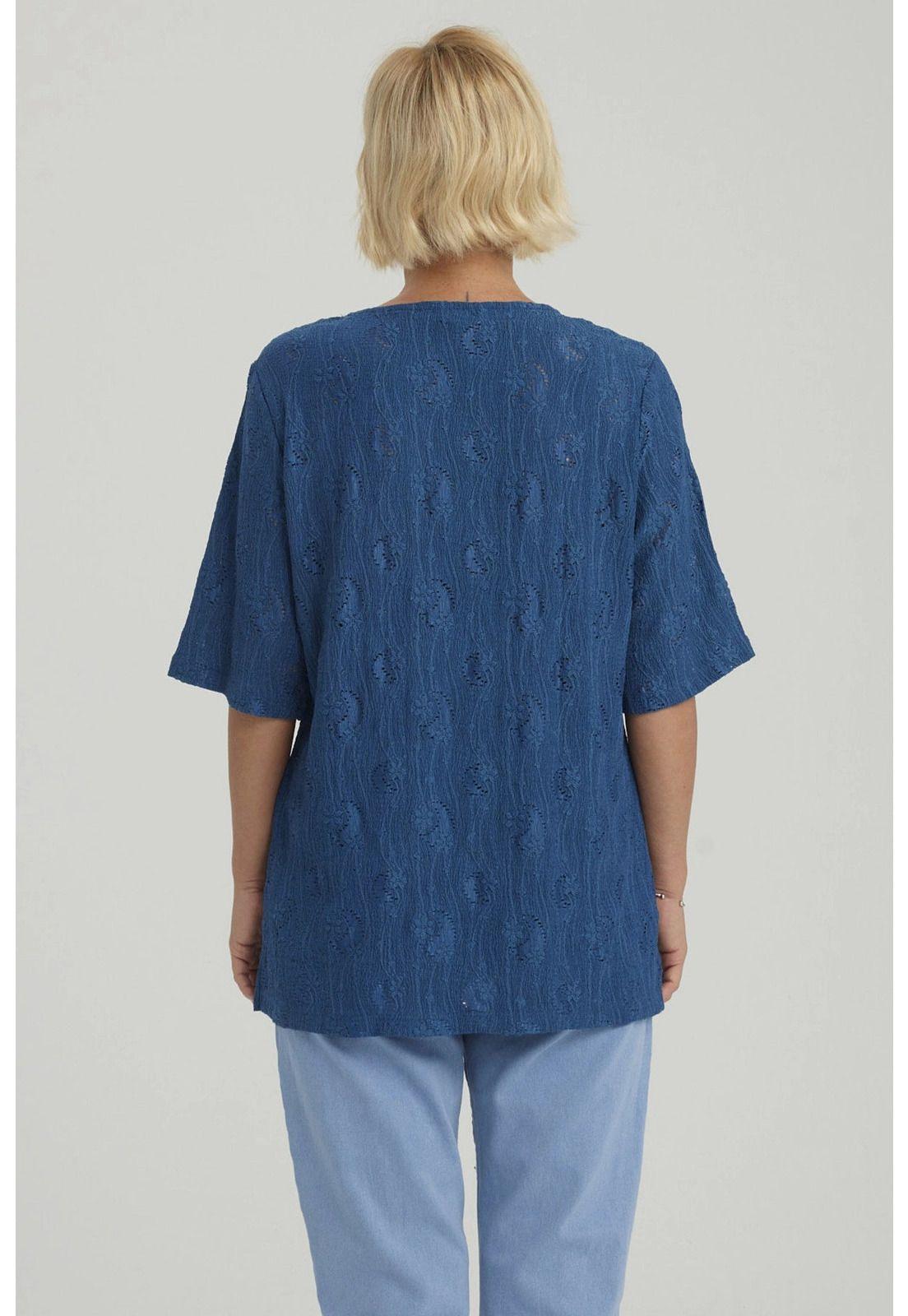 Polera Mujer Texturizada Azul - ll-2