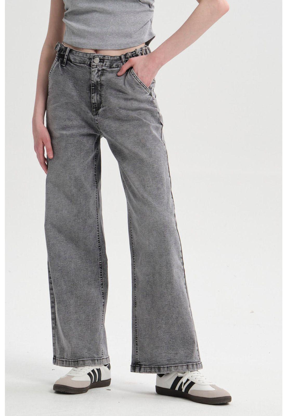 Jeans Mujer Wide Leg Lavado Gris-0