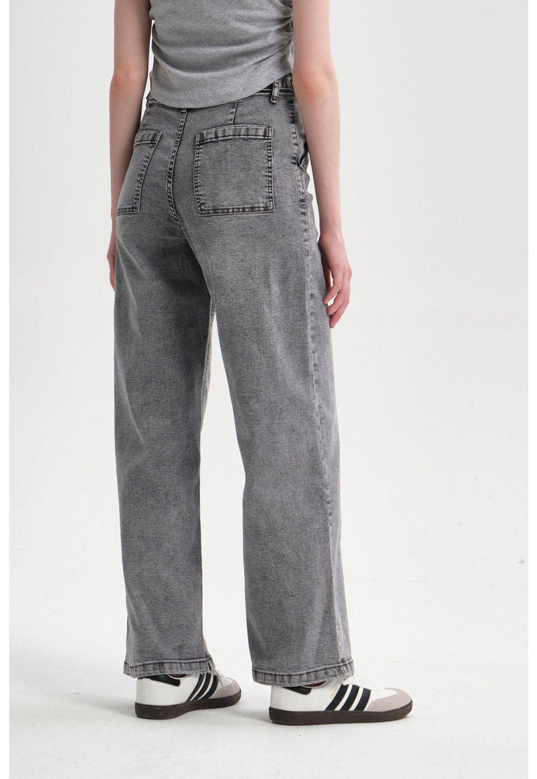 Jeans Mujer Wide Leg Lavado Gris-1