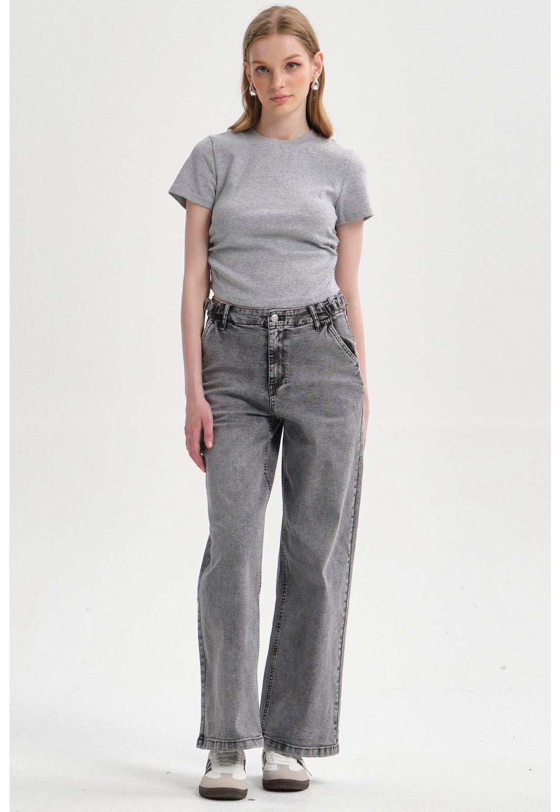 Jeans Mujer Wide Leg Lavado Gris-3