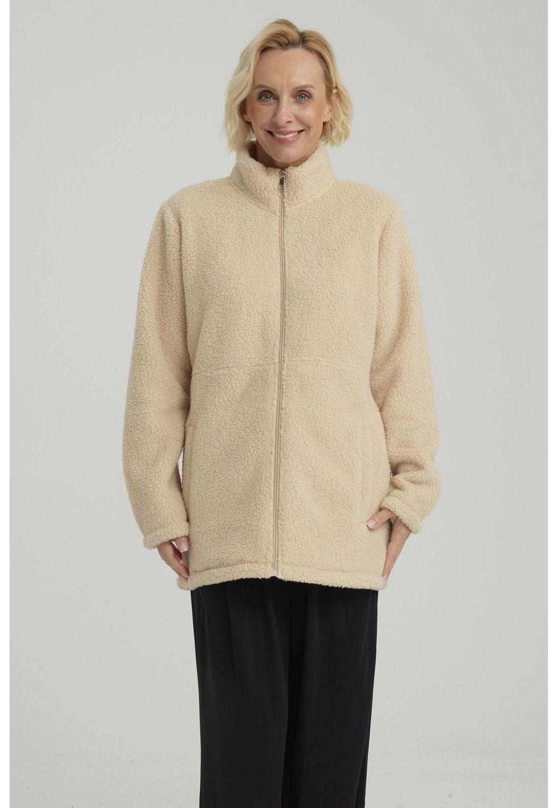 Polar Mujer Corderito Broche Beige-0