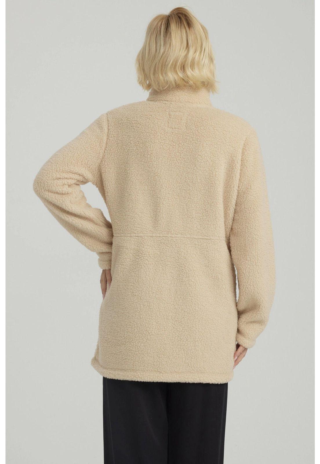 Polar Mujer Corderito Broche Beige-2