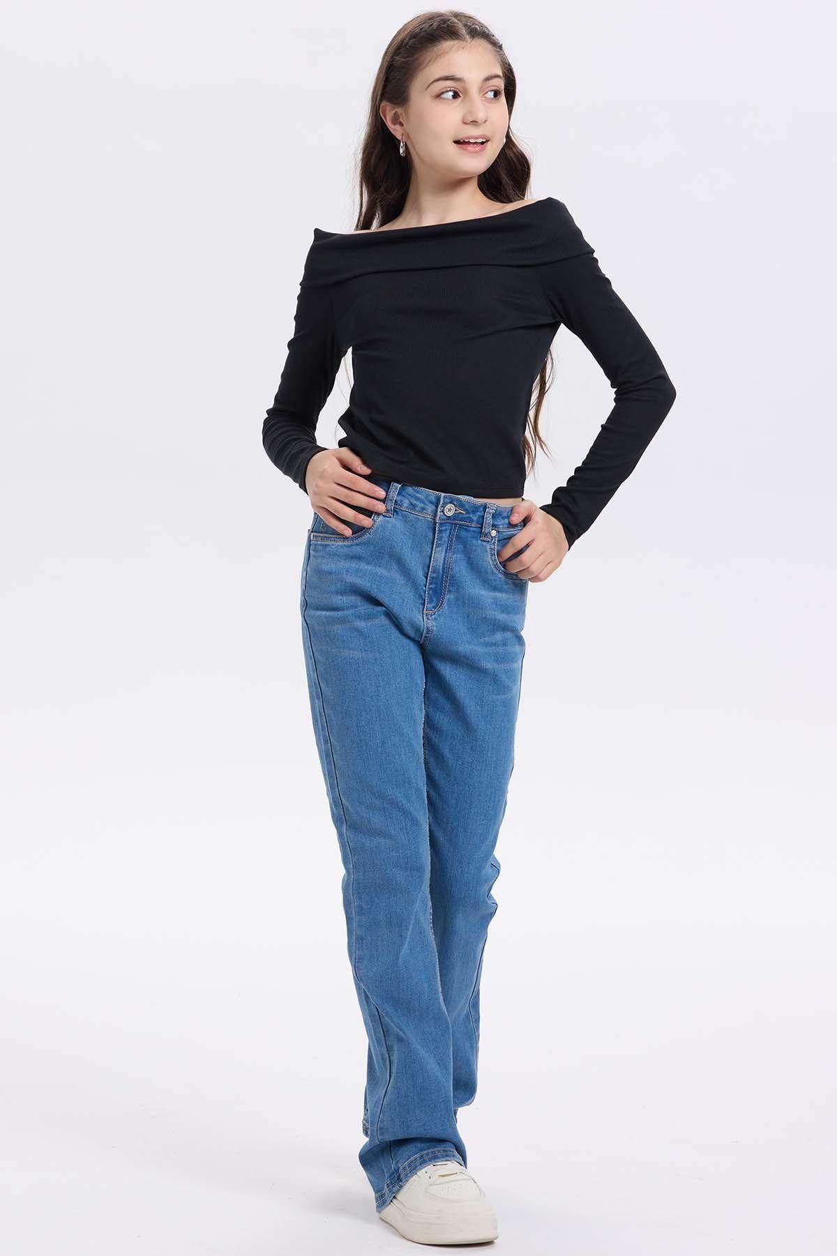 Jeans Niña Básico Flare Azul Claro-3