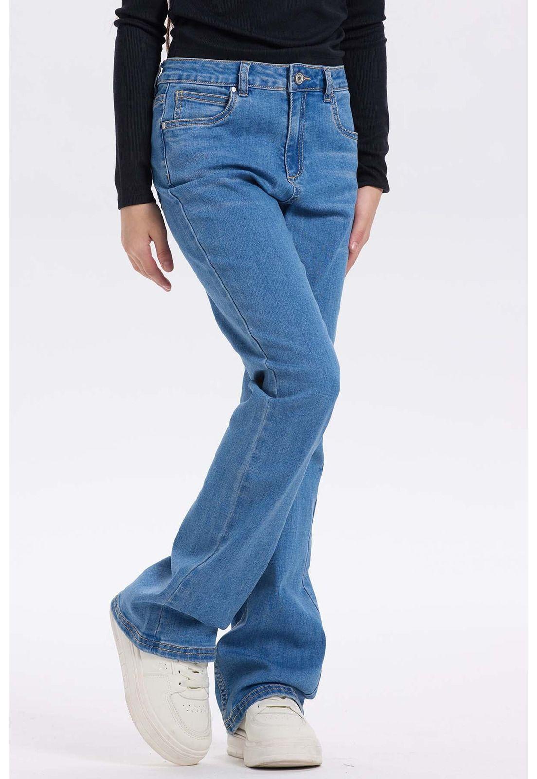 Jeans Niña Básico Flare Azul Claro-0