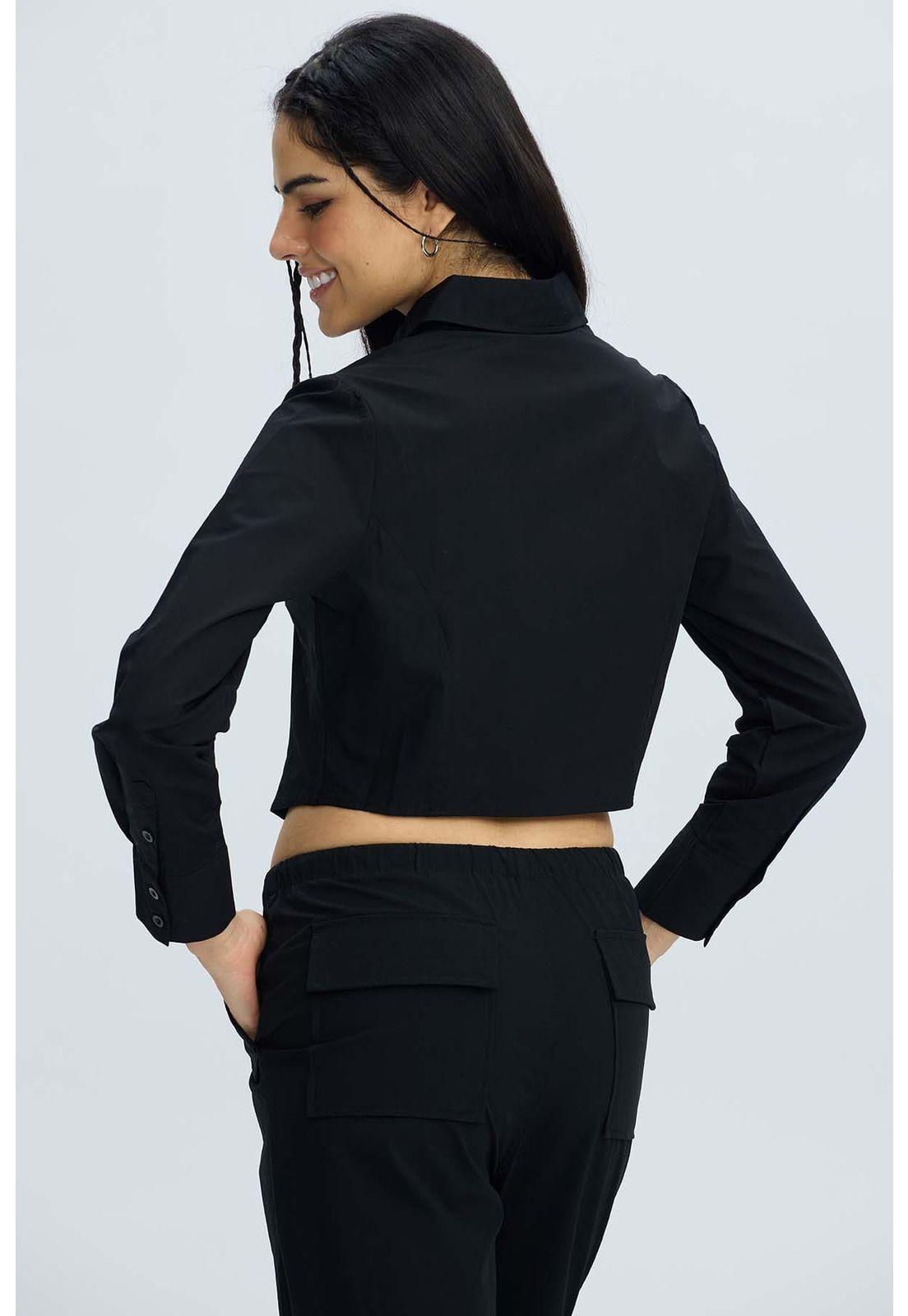 Blusa Mujer Basta Redonda Negro-2