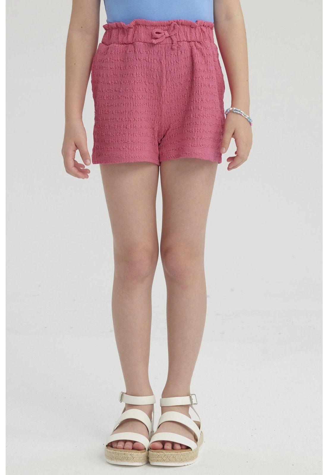 Short Niña Textura Pretina Elasticada Fucsia-0