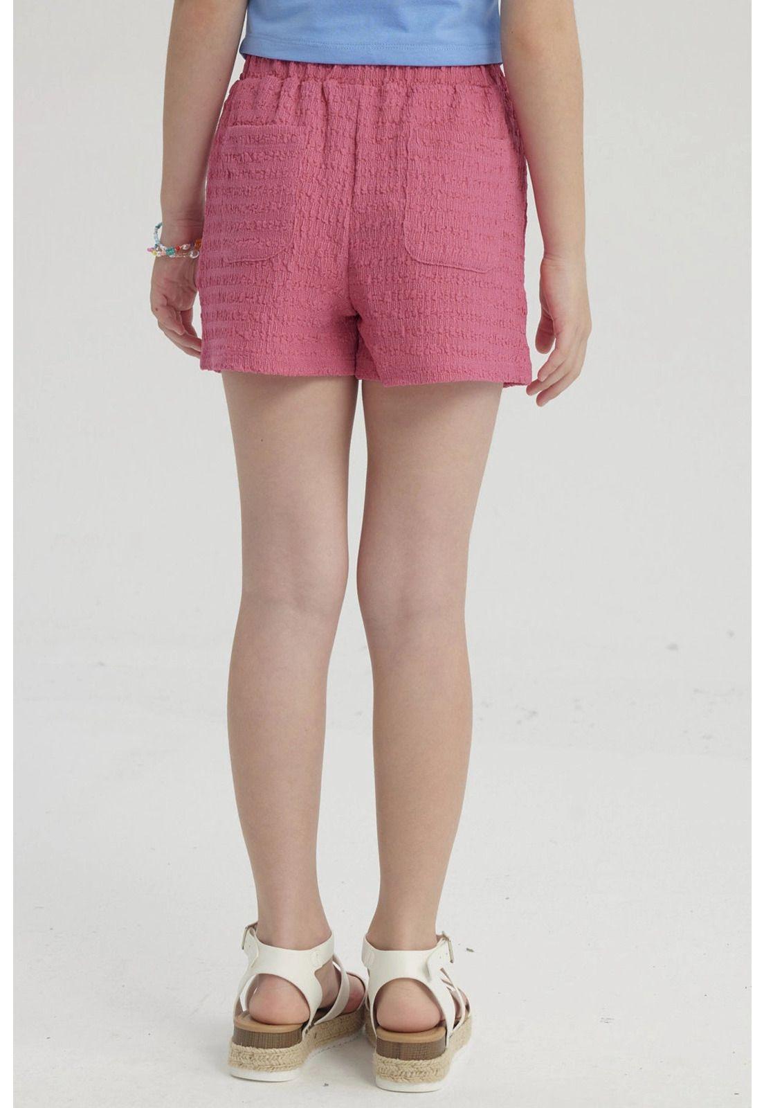 Short Niña Textura Pretina Elasticada Fucsia-2