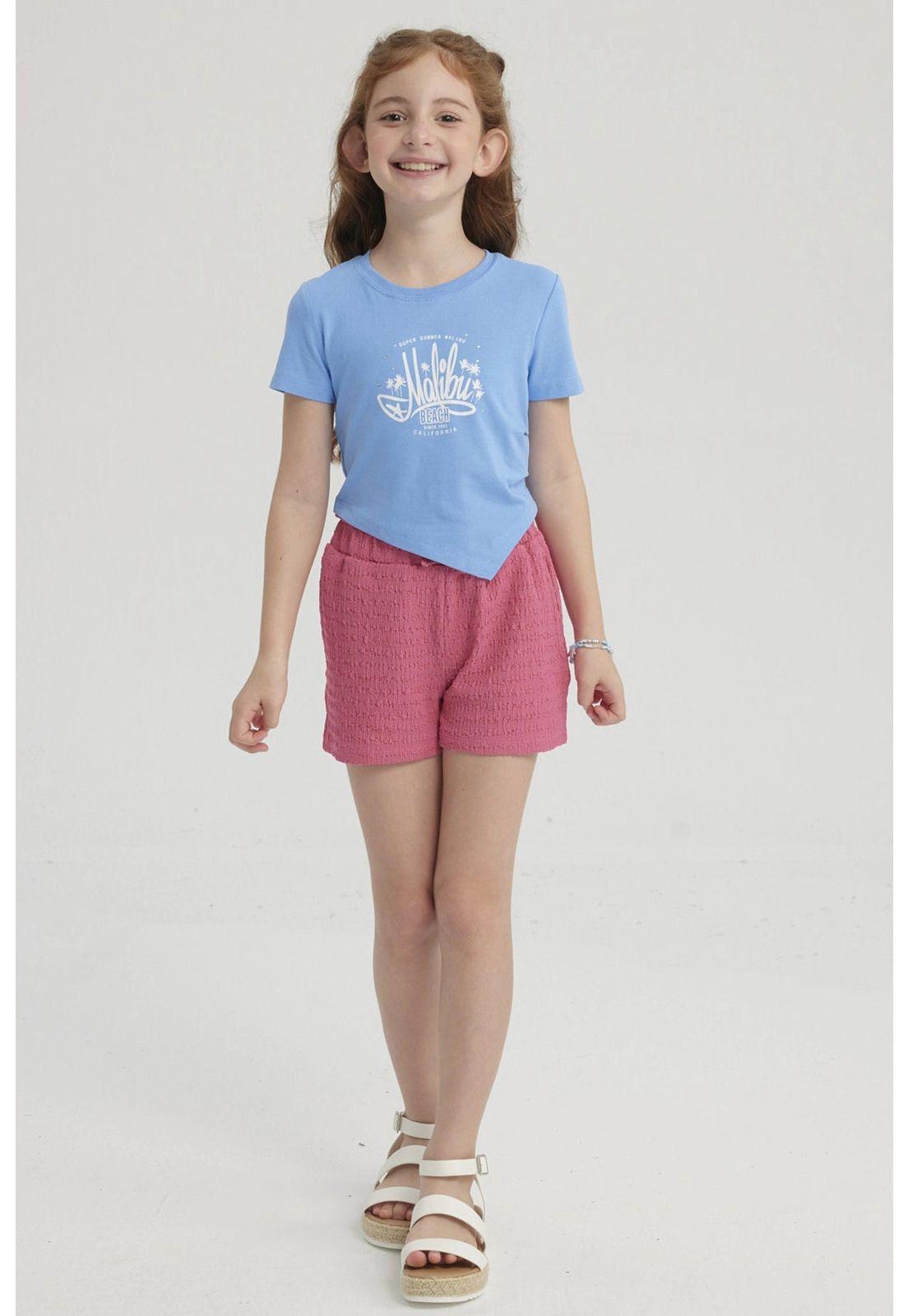 Short Niña Textura Pretina Elasticada Fucsia-3