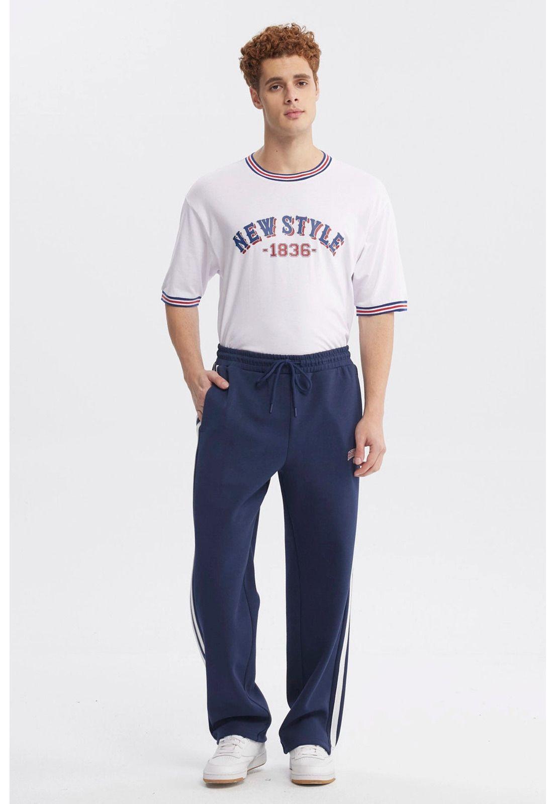 Pantalón Buzo Hombre Calce Recto Azul - ll-3