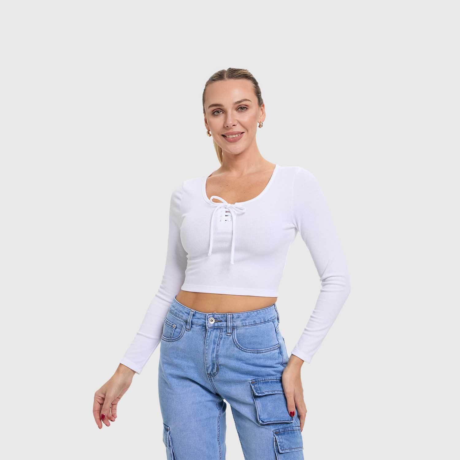 Polera Mujer Amarras Escote Blanco Fashion's Park-1