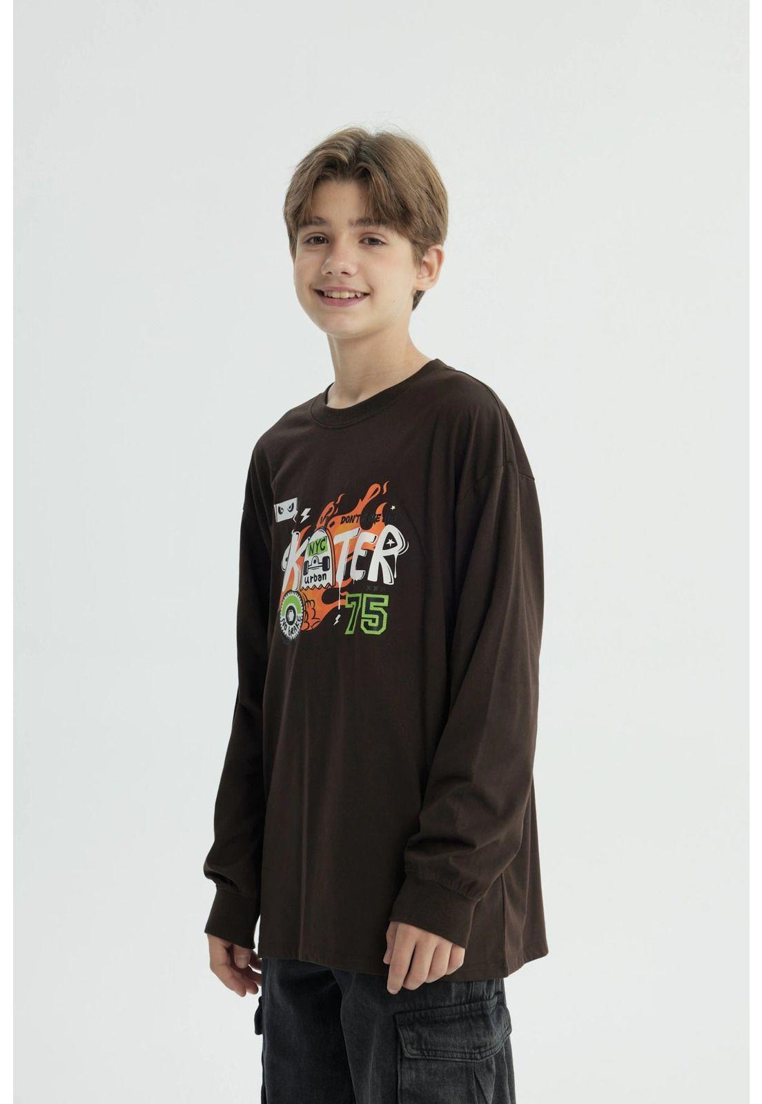 Polera Niño Oversize Café Oscuro-1