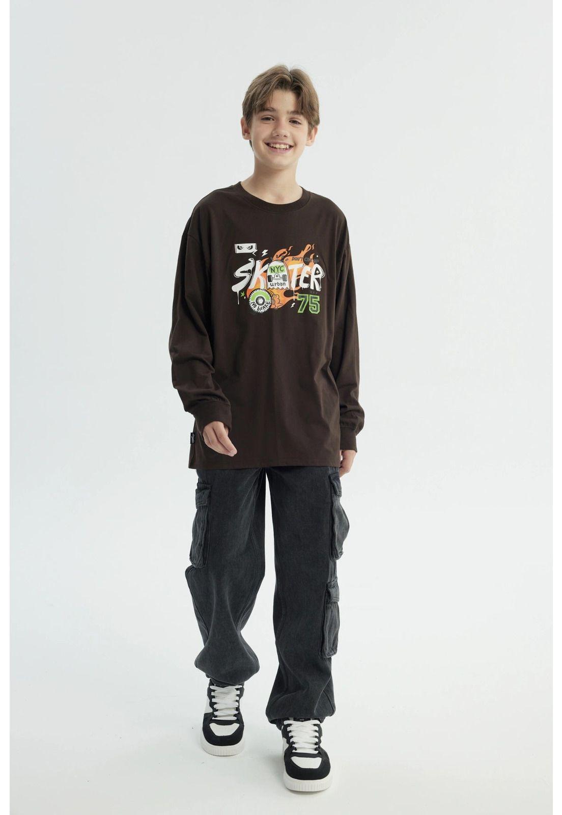 Polera Niño Oversize Café Oscuro-3