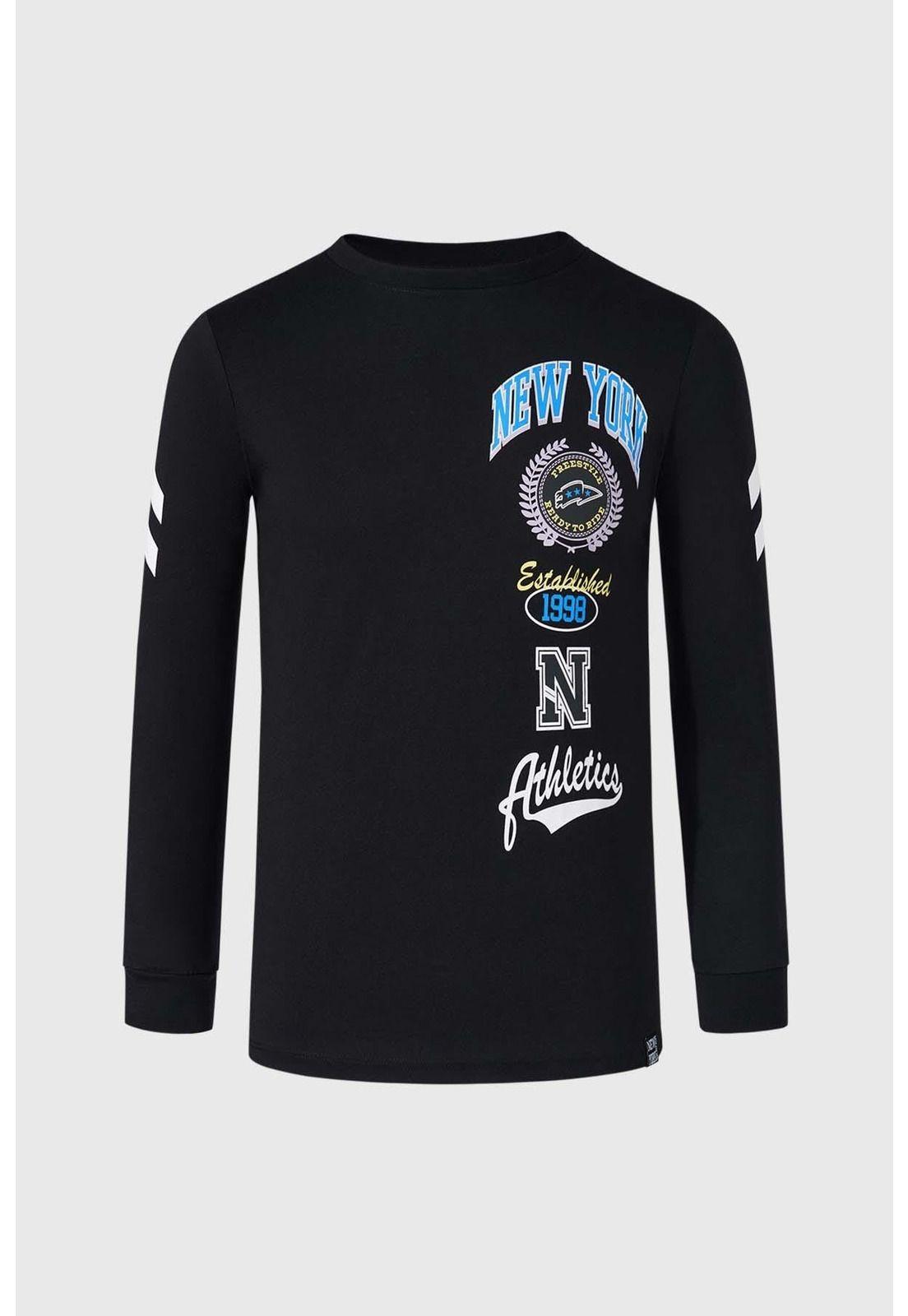 Polera Niño Con Print Negro - ll-0