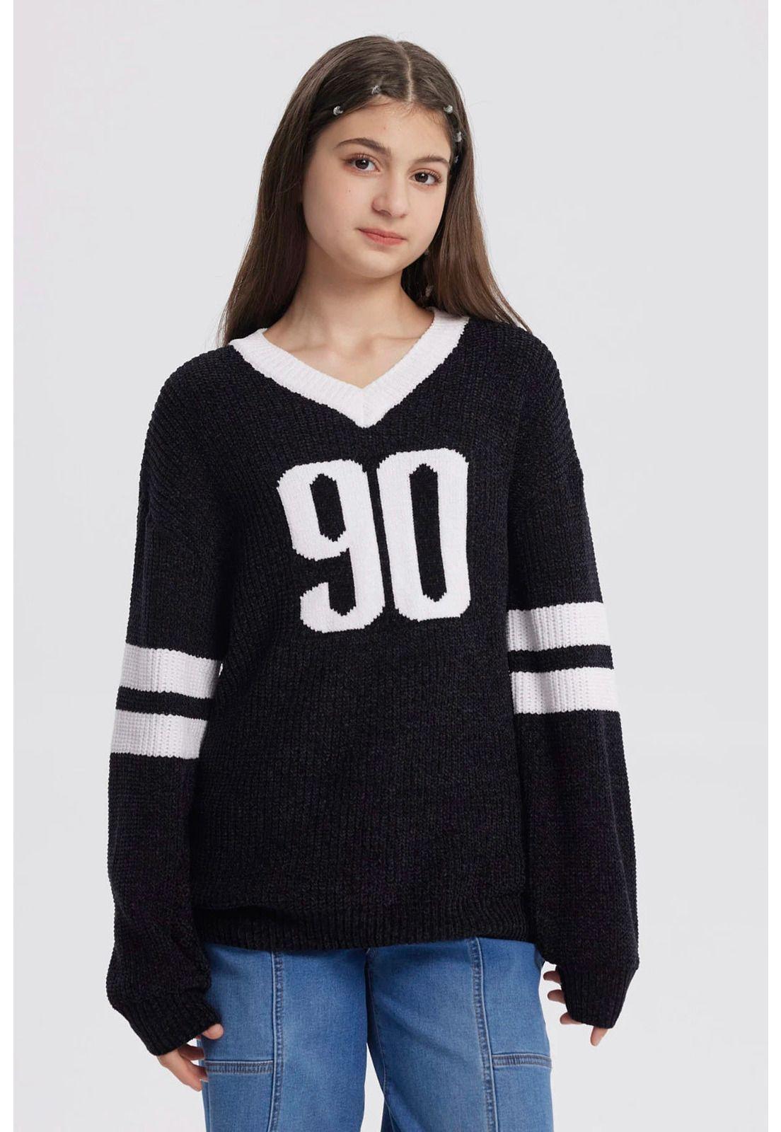 Sweater Niña Oversize Negro-0