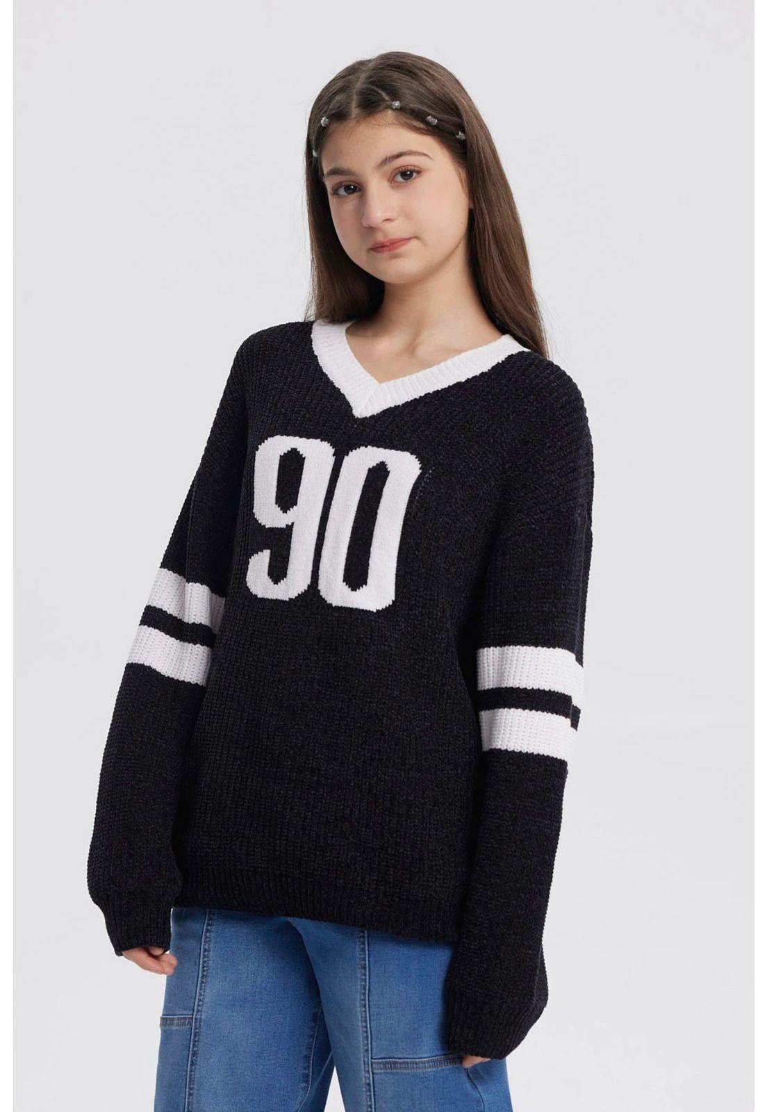 Sweater Niña Oversize Negro-1