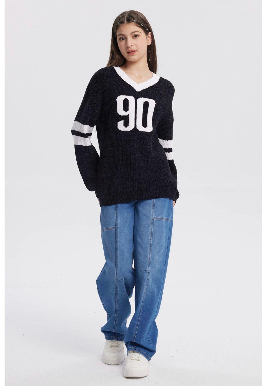 Sweater Niña Oversize Negro-3