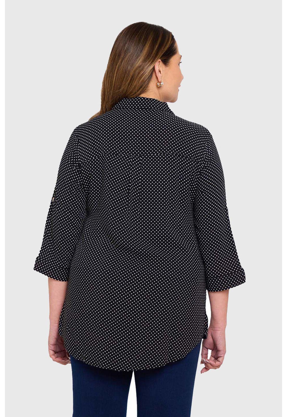 Blusa Mujer Abotonada Roll Up Negro-3