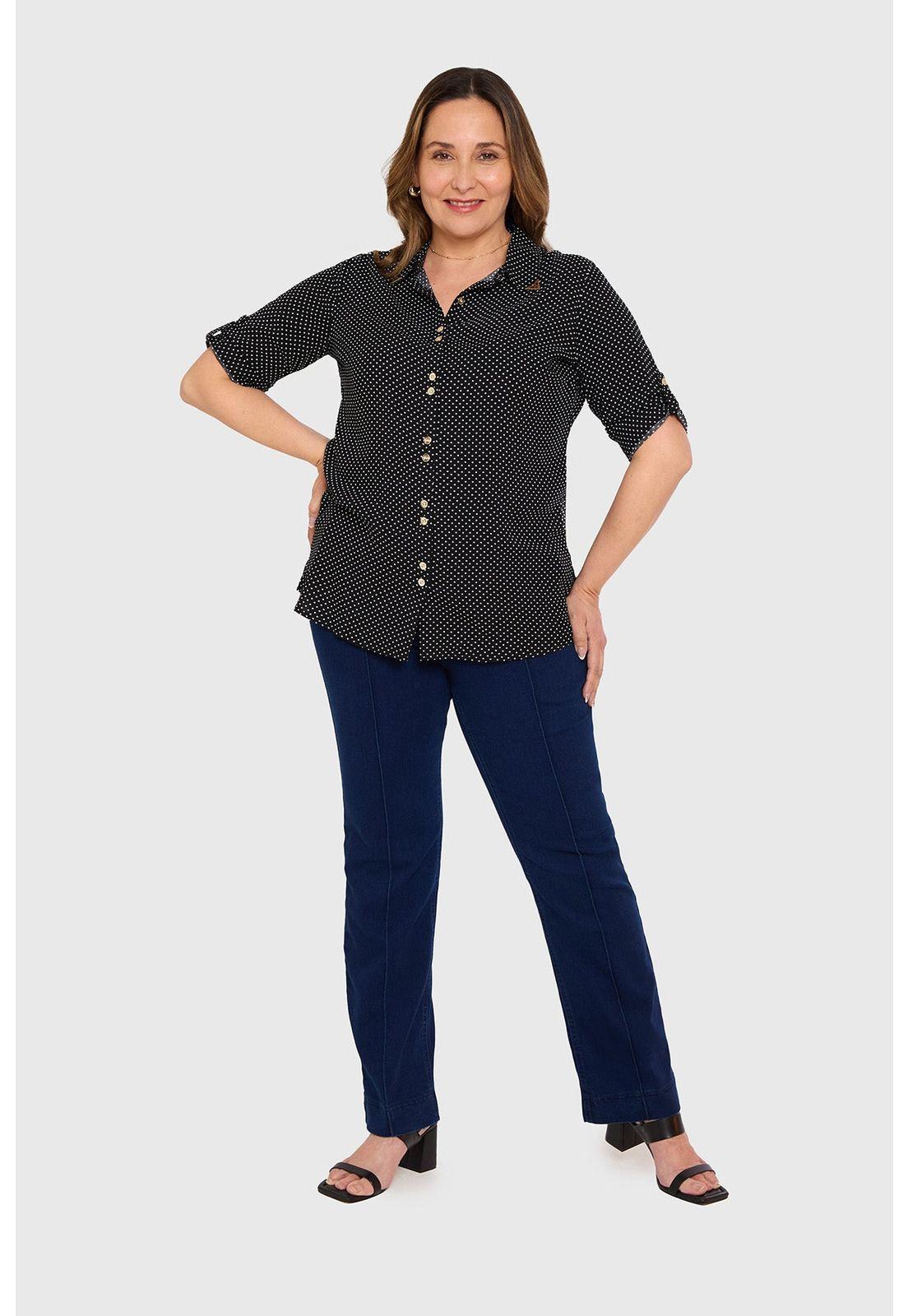 Blusa Mujer Abotonada Roll Up Negro-4