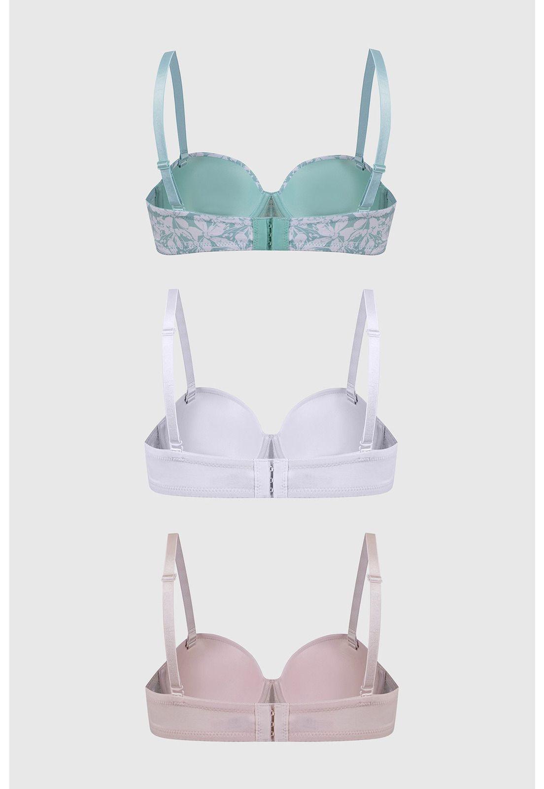 Sostén Mujer Tripack Liso Print Palo Rosa-1