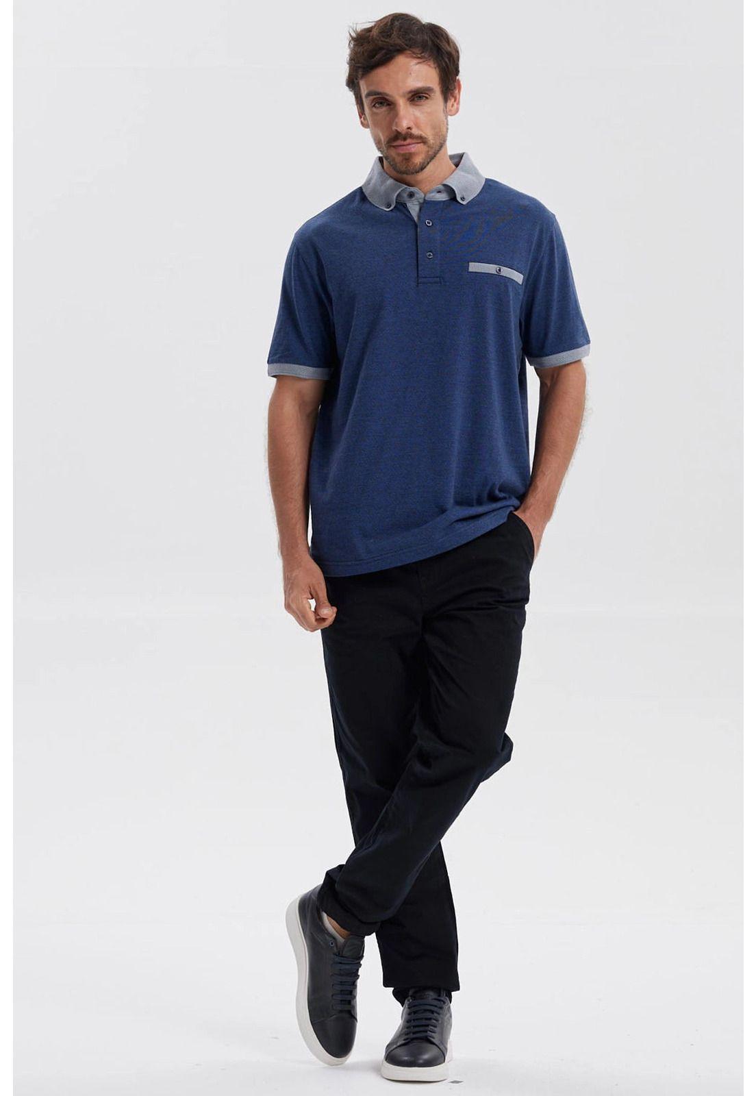 Polera Hombre Botón Azul Marino-3
