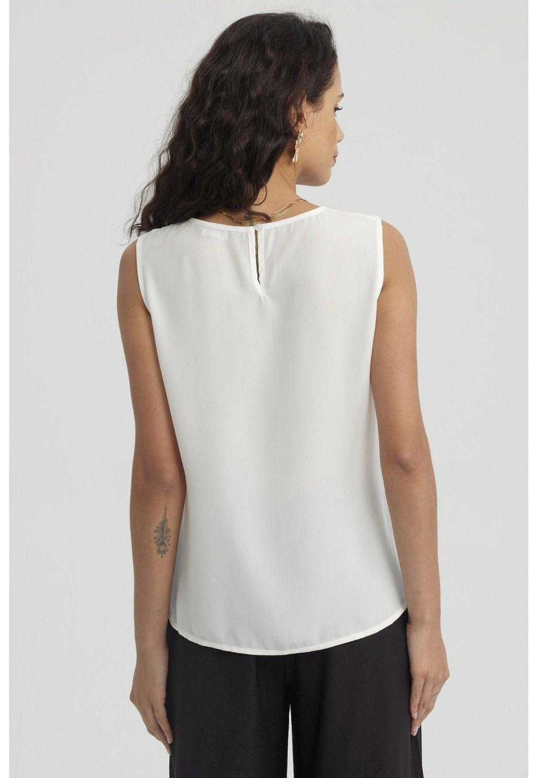 Blusa Mujer Lisa Pliegues Crudo-2