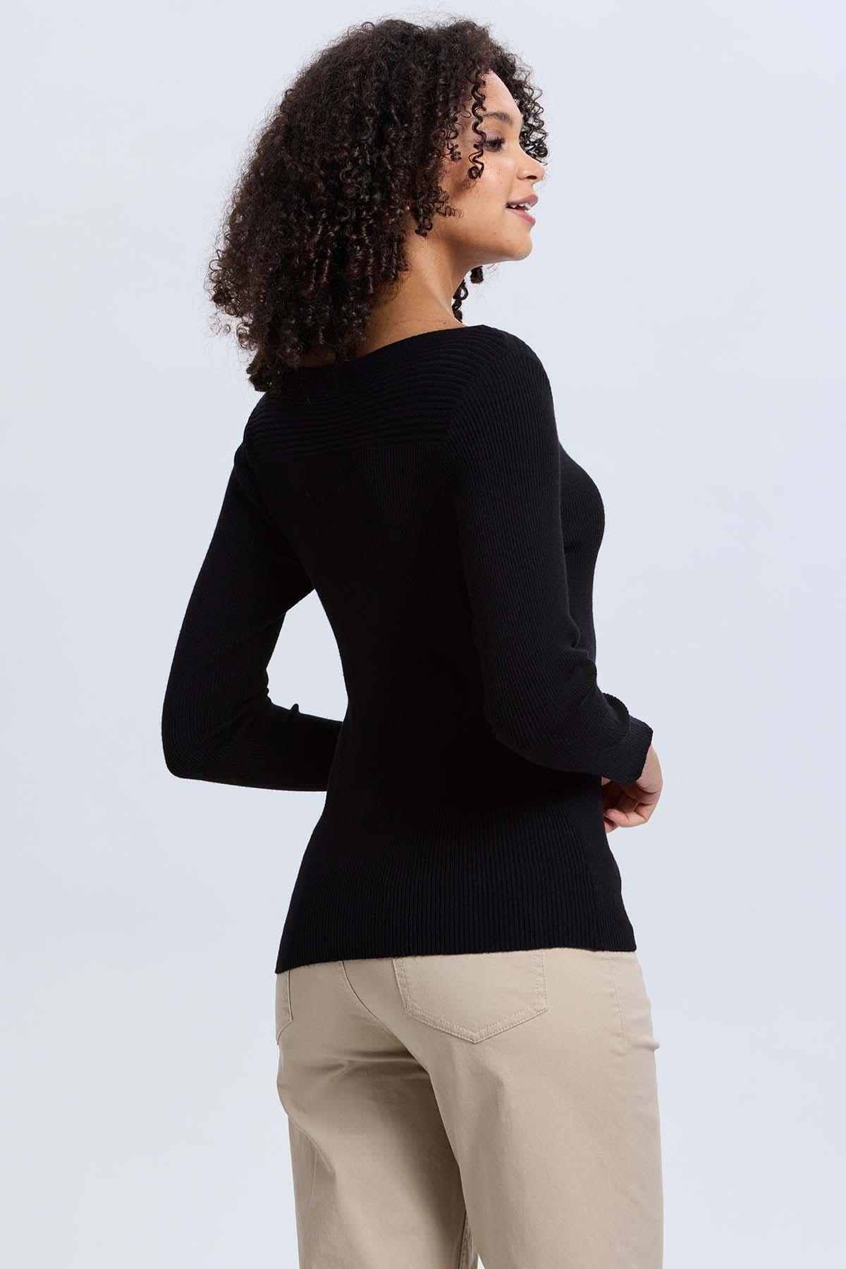 Sweater Mujer Liso Negro-2