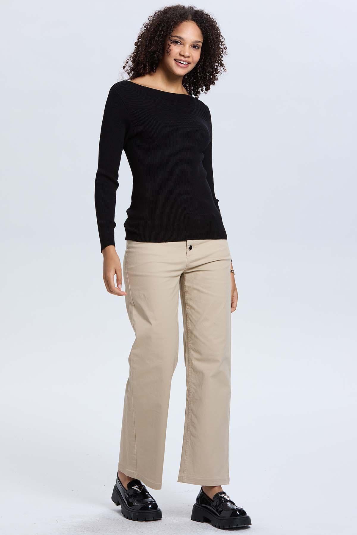 Sweater Mujer Liso Negro-3