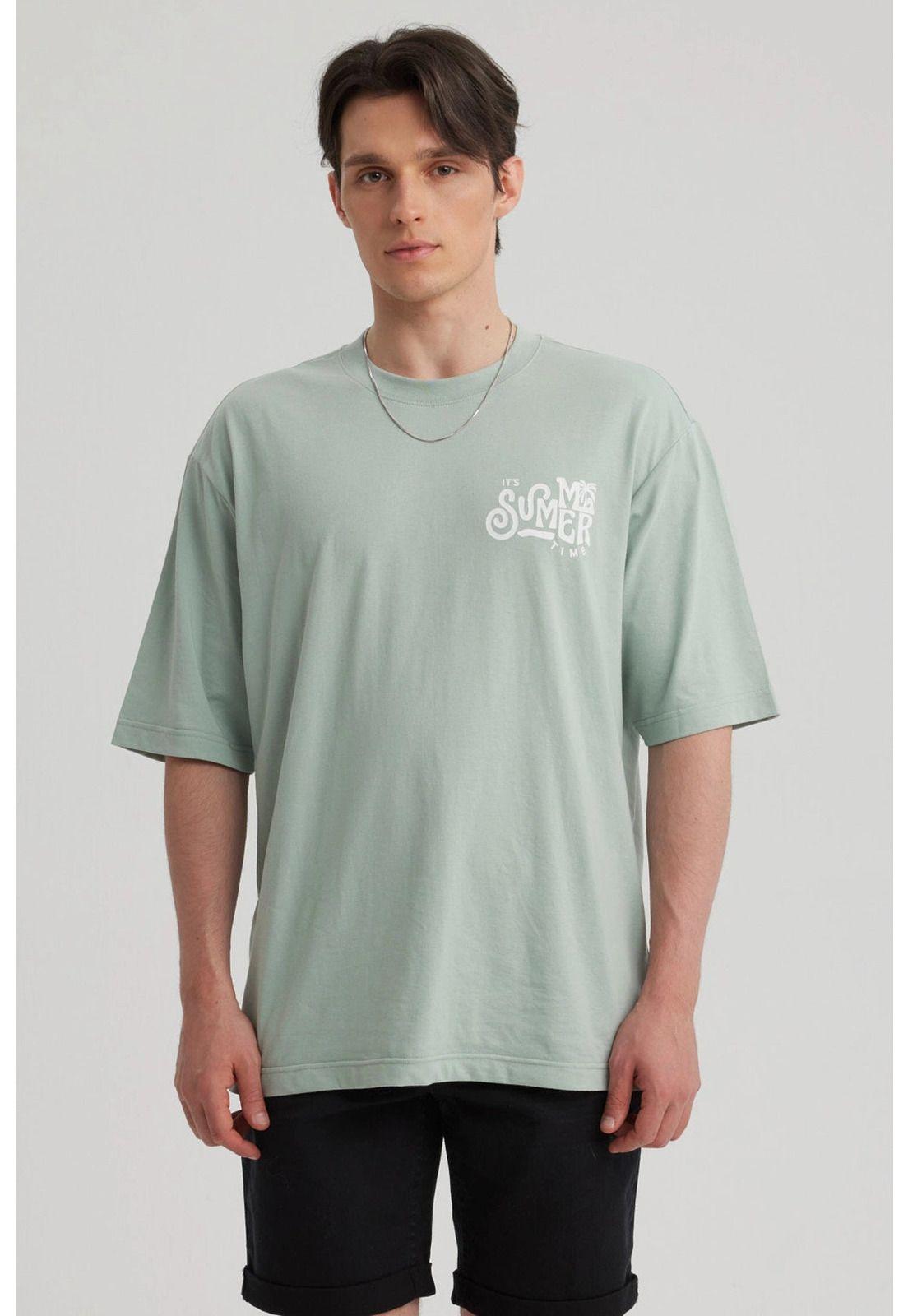 Polera Hombre Print Oversize Verde-0