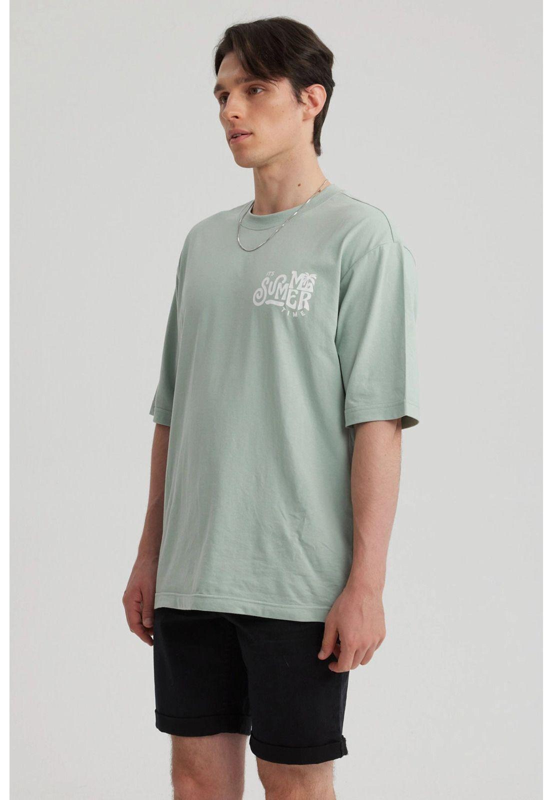 Polera Hombre Print Oversize Verde-5