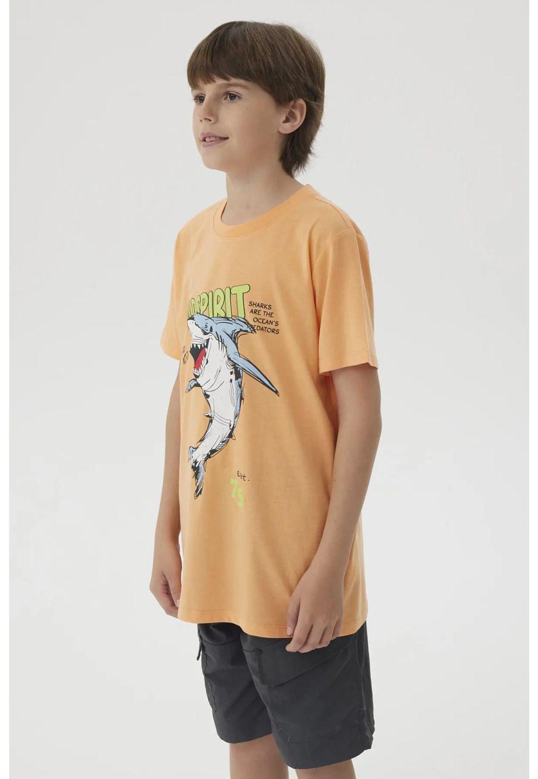 Polera Niño Básica Estampada Naranjo- ll-0