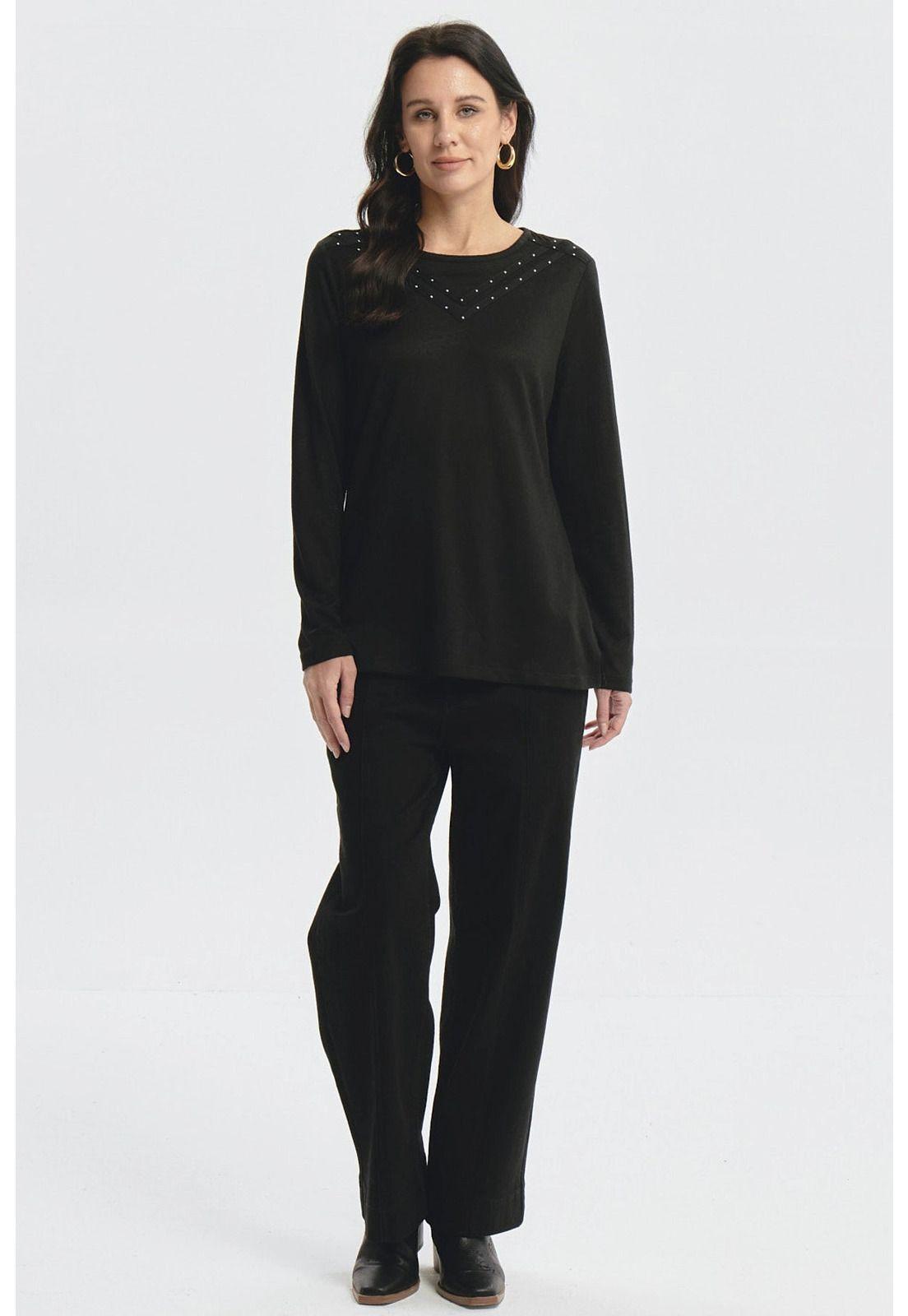 Sweater Mujer Strass Negro-3