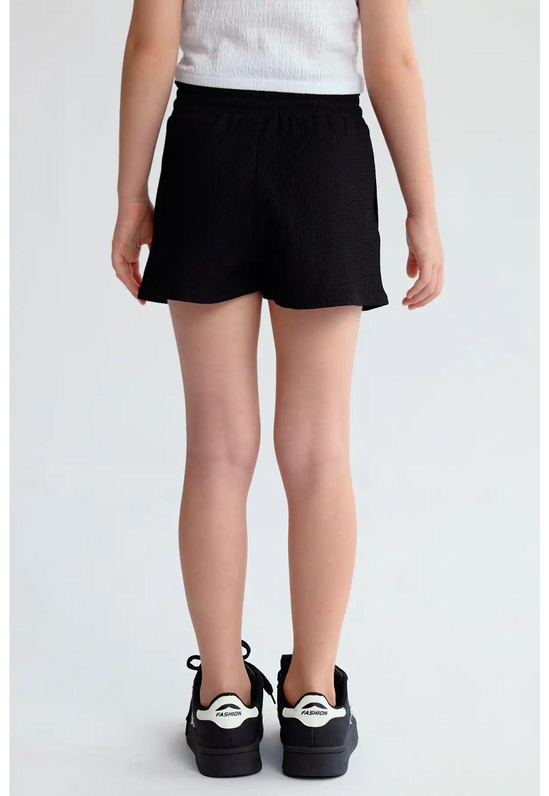 Short Niña Textura Elasticado Cintura Negro-2