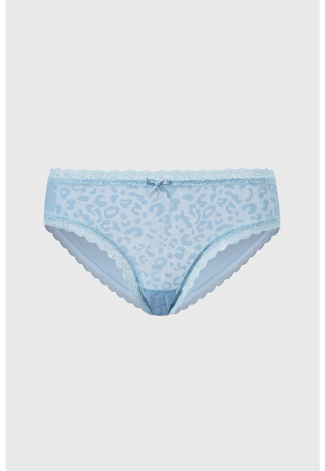 Calzón Mujer Bikini Detalle Encaje Azul Claro-0
