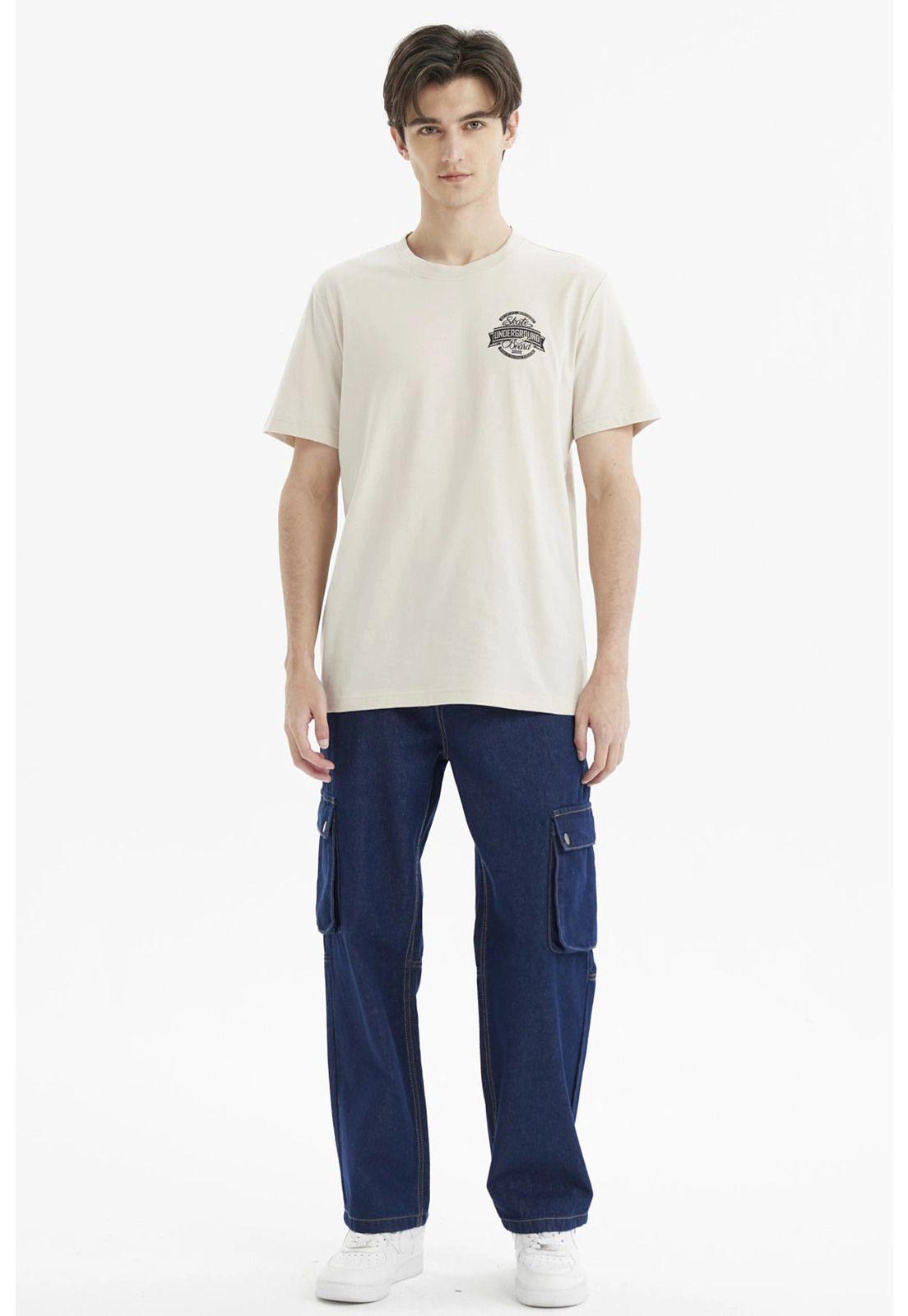 Polera Hombre Regular Print Beige-3