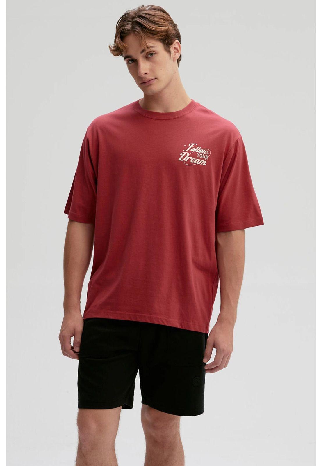 Polera Hombre Doble Print Rojo-2