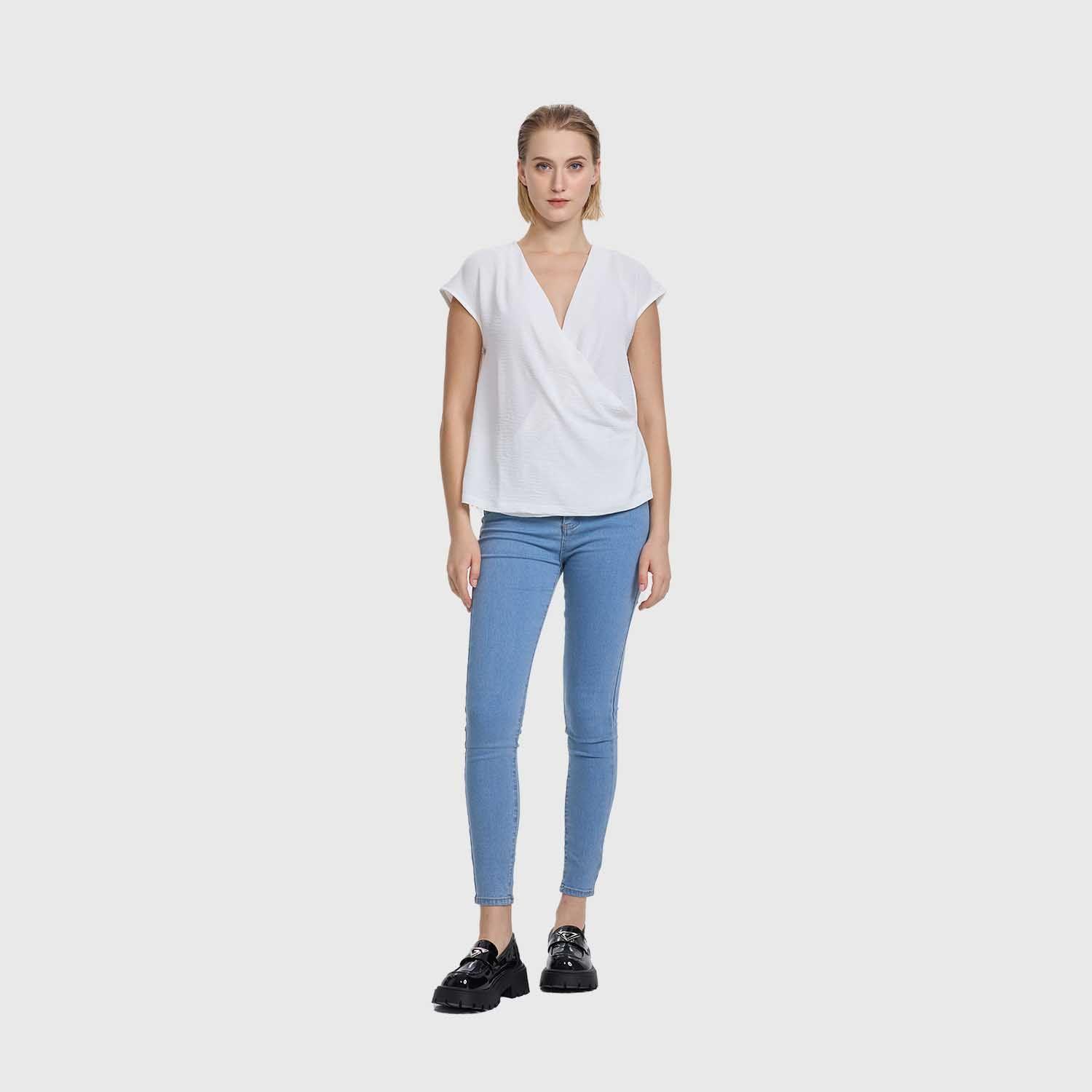 Blusa Mujer Manga Caída Escote Cruz Crudo Fashion's Park-3