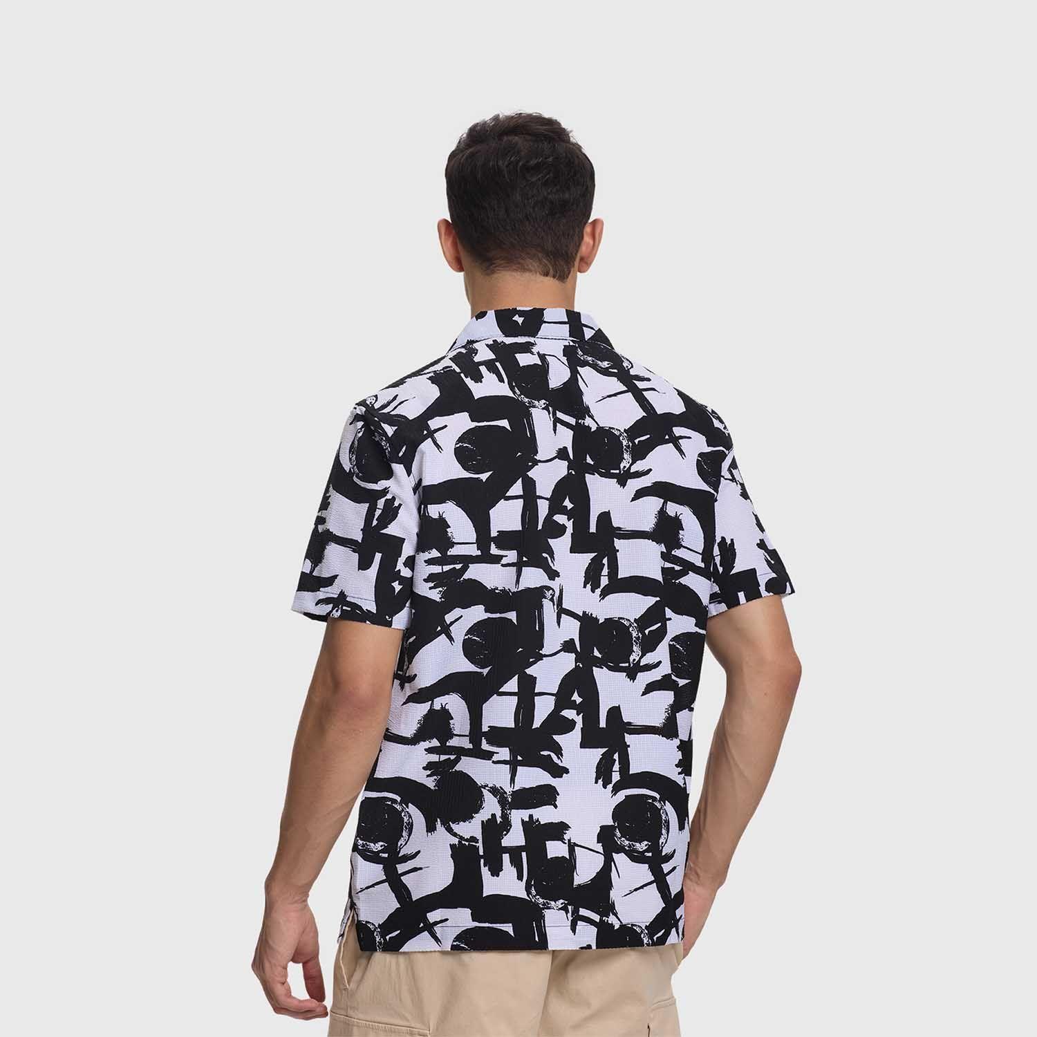 Camisa Hombre Guayabera Full Print Blanco Fashion's Park-2