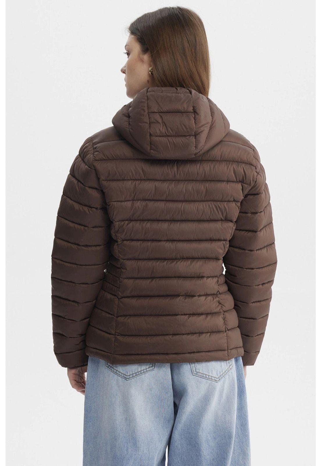 Parka Mujer Corta Plummy Cortes Café Oscuro-2