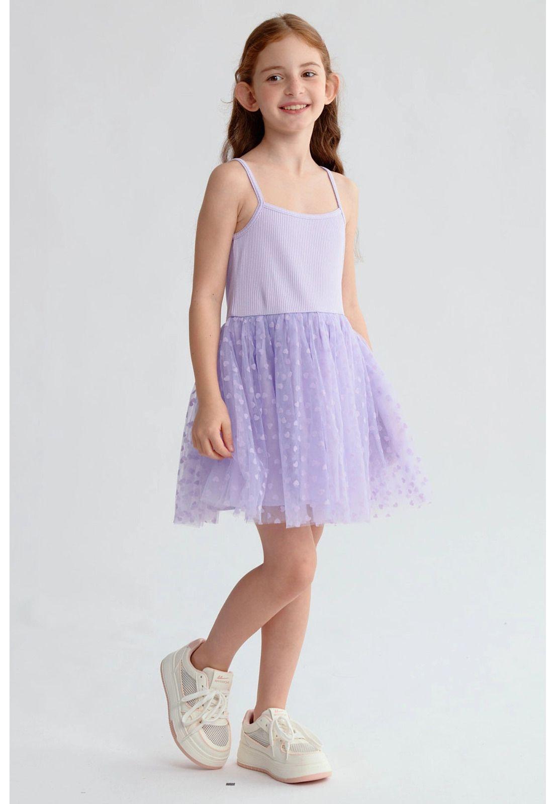 Vestido Niña Rib Tul Lila-1