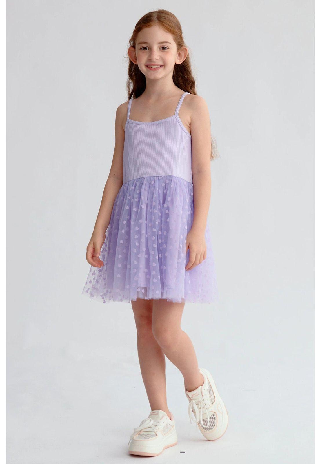 Vestido Niña Rib Tul Lila-2