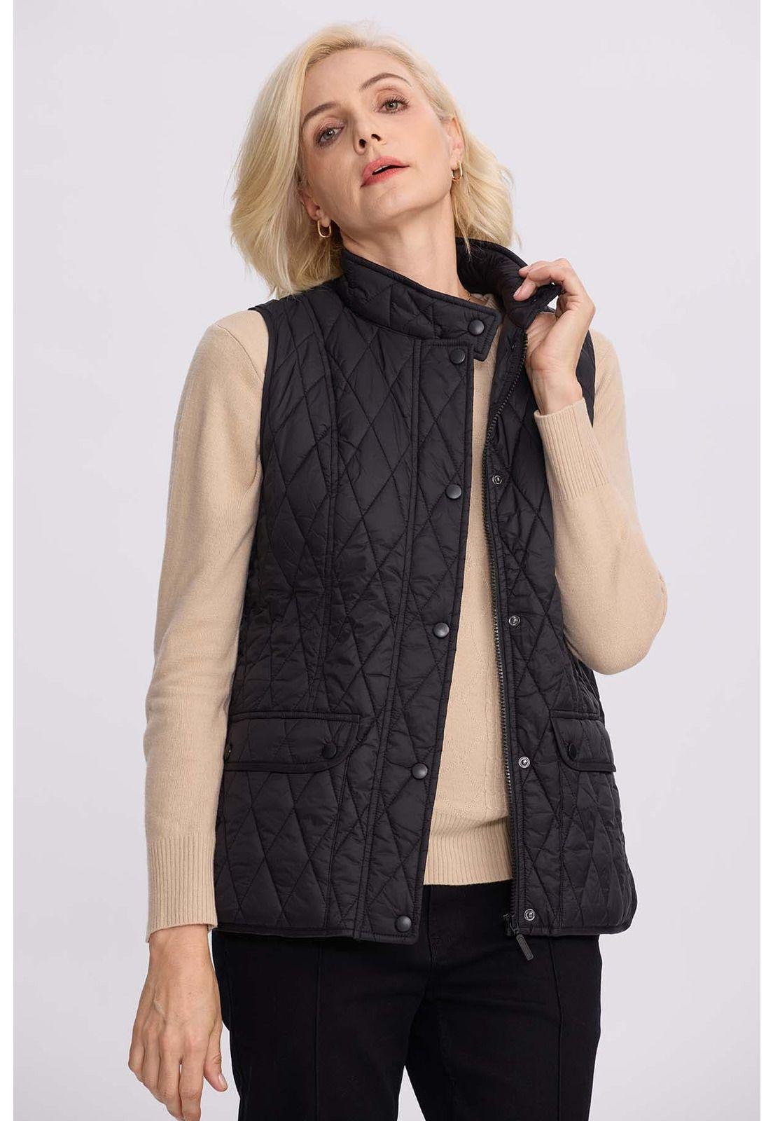 Parka Mujer Bolsillo Parche Negro-0