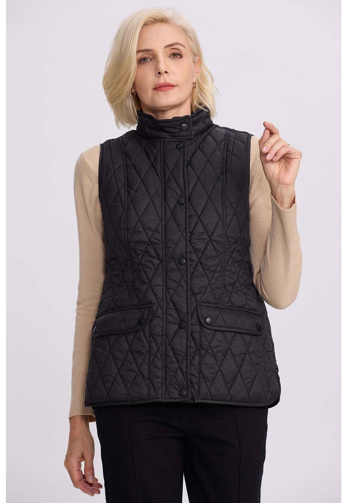 Parka Mujer Bolsillo Parche Negro-1