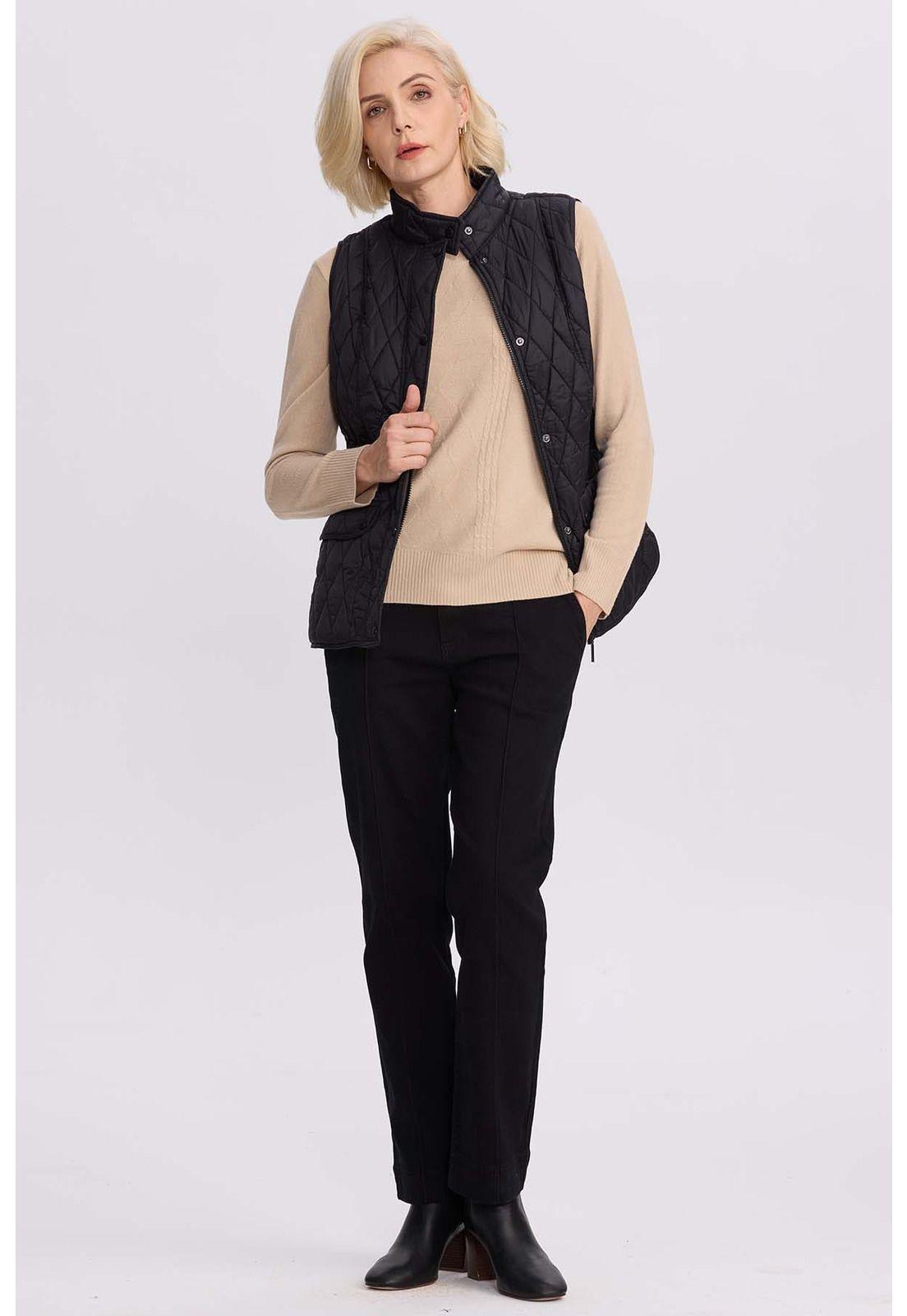Parka Mujer Bolsillo Parche Negro-3